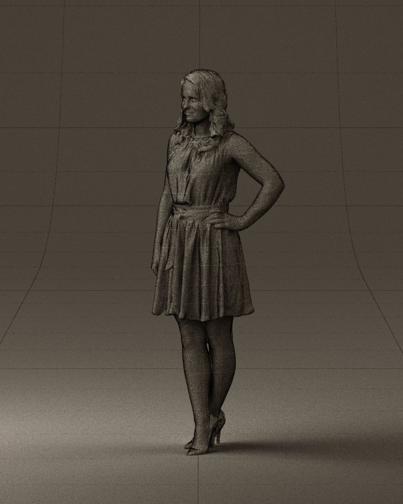 Woman in white blue dress 0685 3D Print Ready 3D print model_29