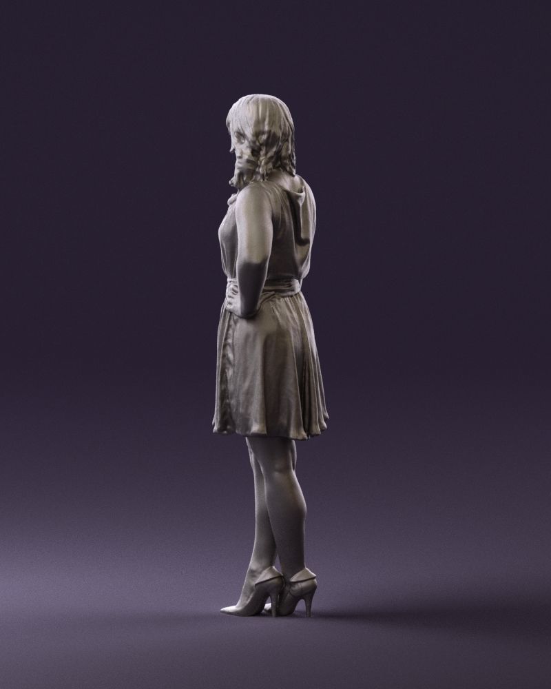 Woman in white blue dress 0685 3D Print Ready 3D print model_22