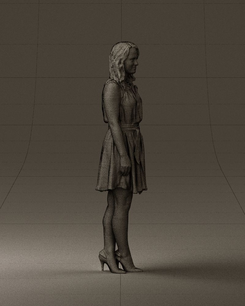 Woman in white blue dress 0685 3D Print Ready 3D print model_11