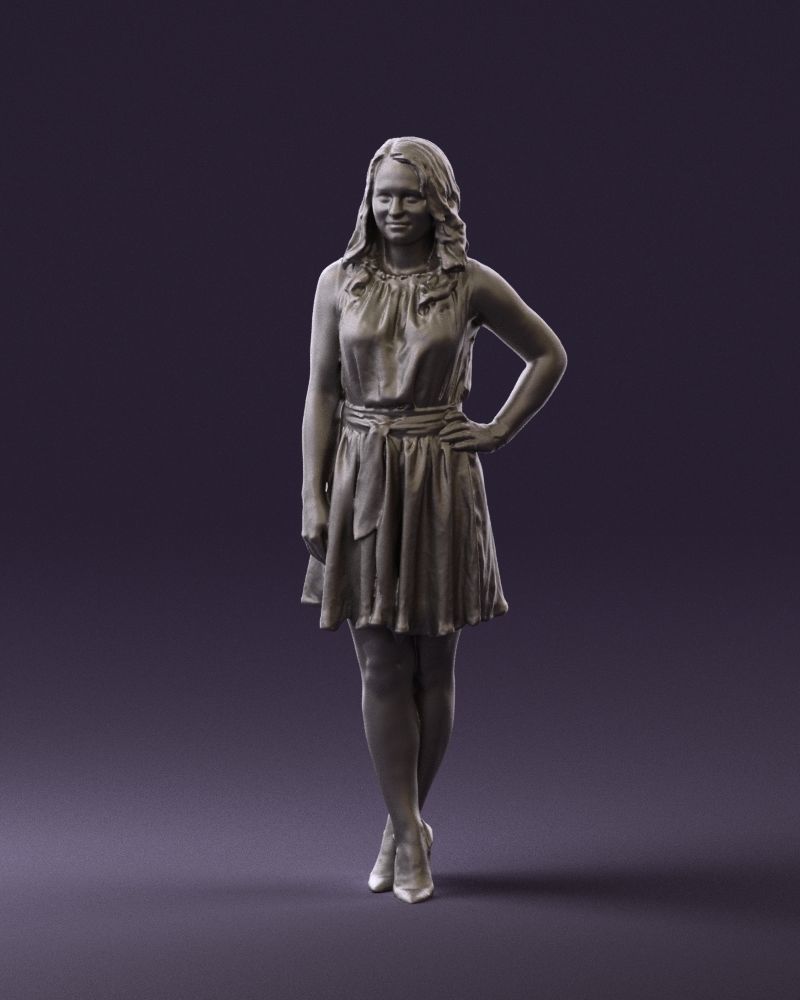Woman in white blue dress 0685 3D Print Ready 3D print model_31