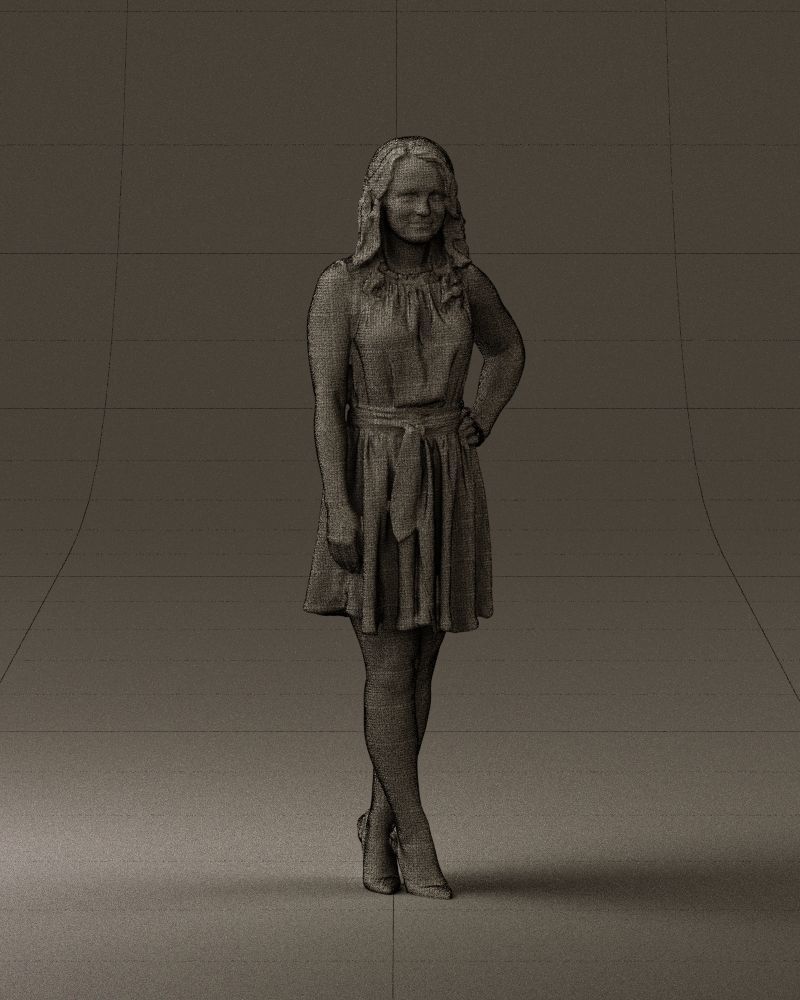 Woman in white blue dress 0685 3D Print Ready 3D print model_5