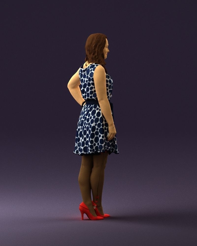 Woman in white blue dress 0685 3D Print Ready 3D print model_12