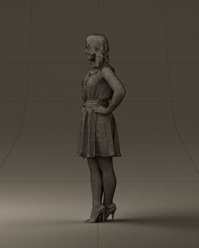 Woman in white blue dress 0685 3D Print Ready 3D print model_26