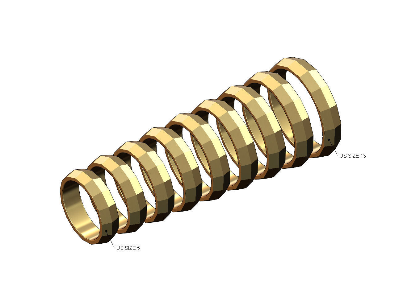 Faceted triangular fashion band US sizes 5to13 3D print model_1