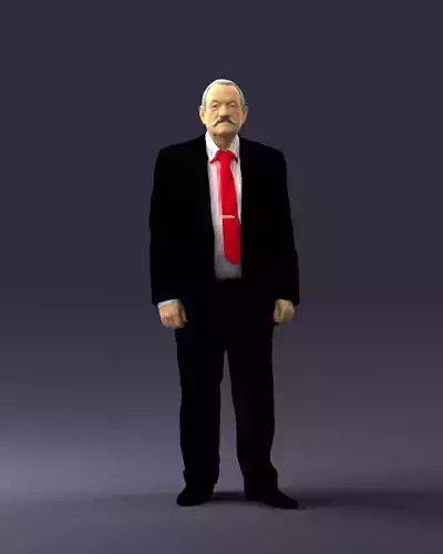 Grandfather with mustache in dark jacket 0392 3D Print Ready