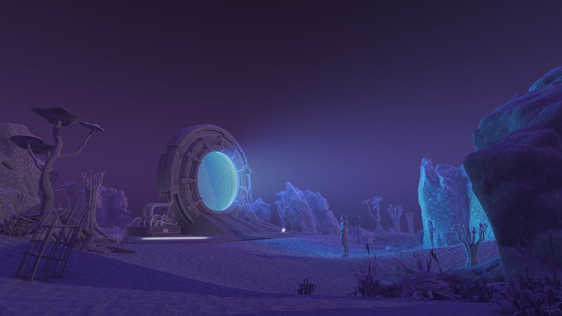 Scifi Desert Portals scence 3D model_5