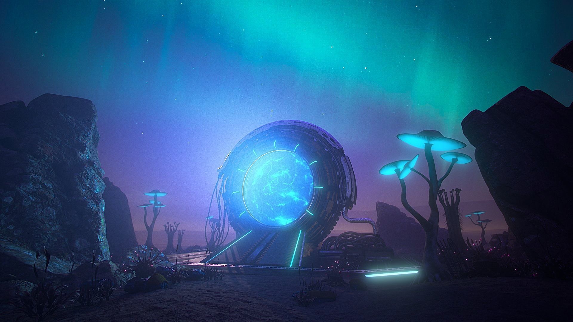 Scifi Desert Portals scence 3D model_4