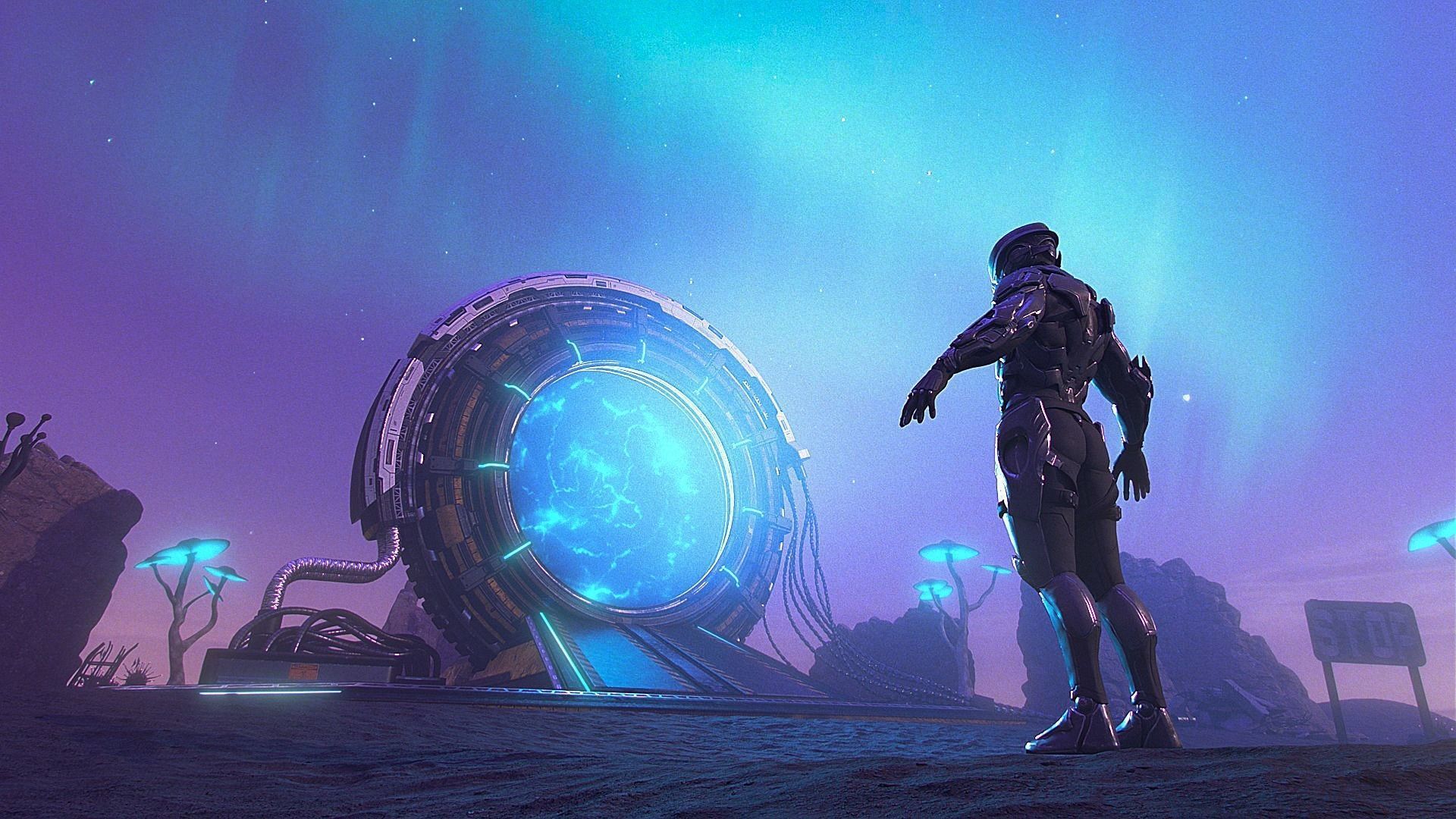 Scifi Desert Portals scence 3D model_1