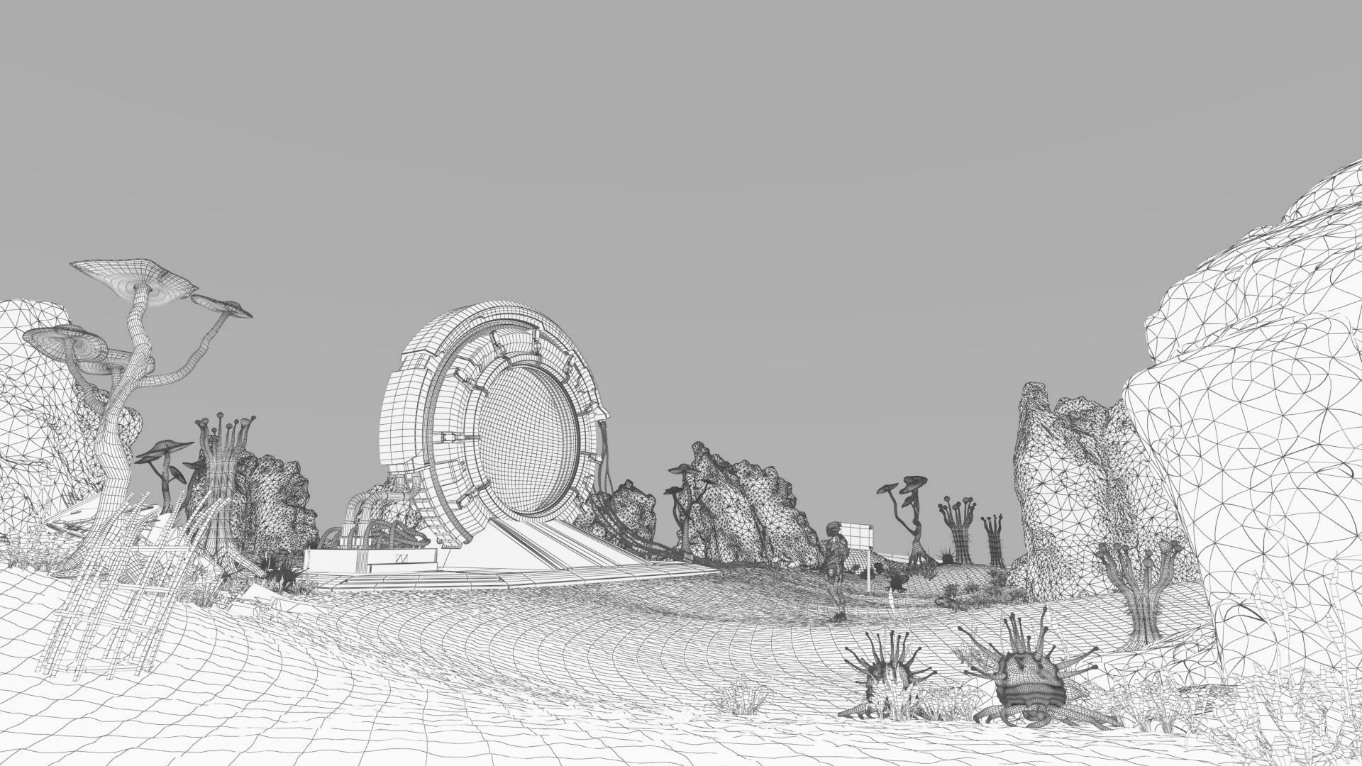 Scifi Desert Portals scence 3D model_6