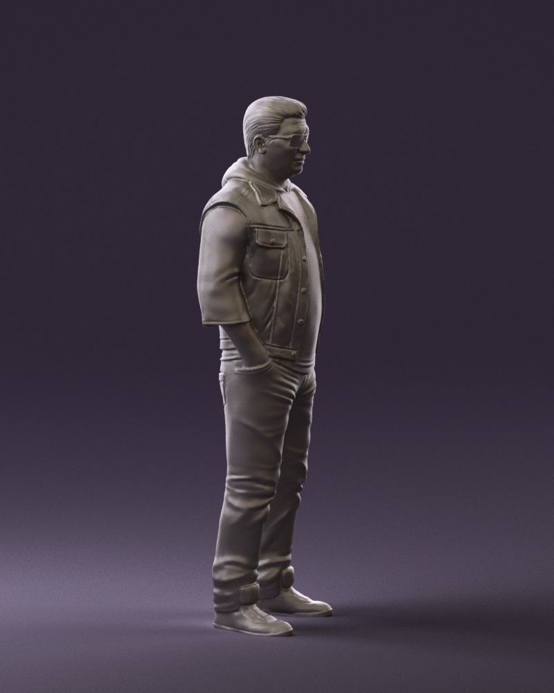 Man in jeans jacket sunglasses 0710 3D Print Ready 3D print model_6