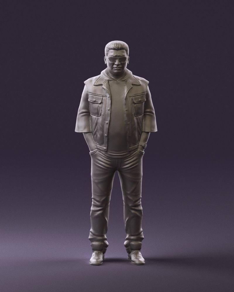 Man in jeans jacket sunglasses 0710 3D Print Ready 3D print model_22