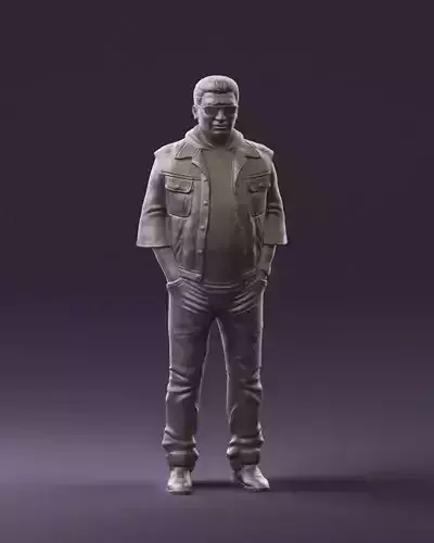 Man in jeans jacket sunglasses 0710 3D Print Ready 3D print model