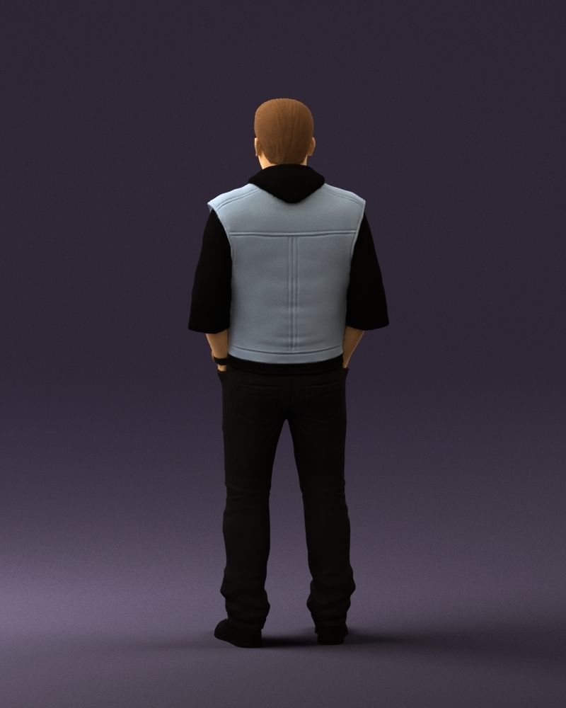 Man in jeans jacket sunglasses 0710 3D Print Ready 3D print model_13