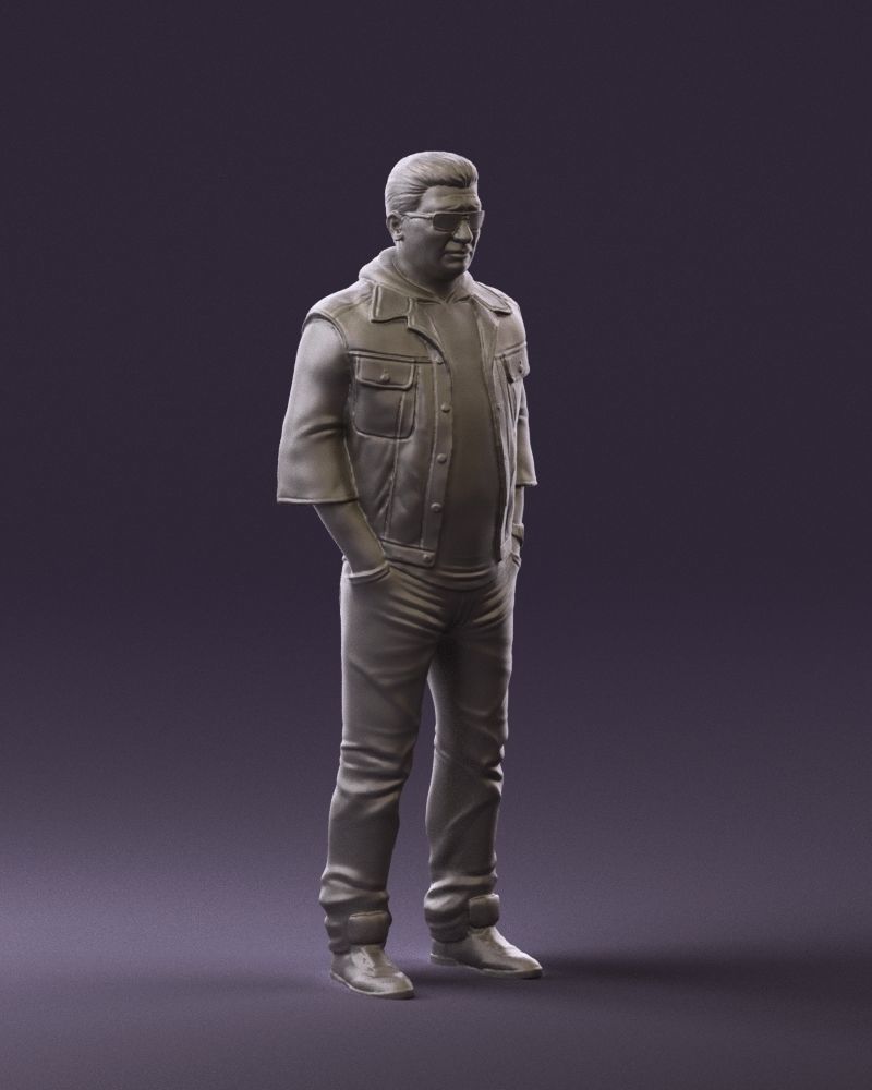 Man in jeans jacket sunglasses 0710 3D Print Ready 3D print model_4