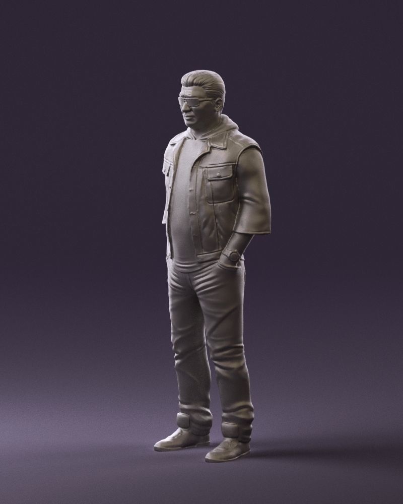 Man in jeans jacket sunglasses 0710 3D Print Ready 3D print model_18