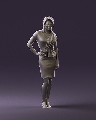 Woman in coral dress 0705 3D Print Ready 3D print model