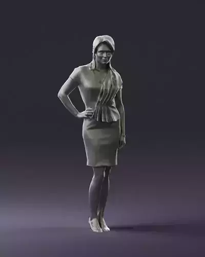 Woman in coral dress 0705 3D Print Ready