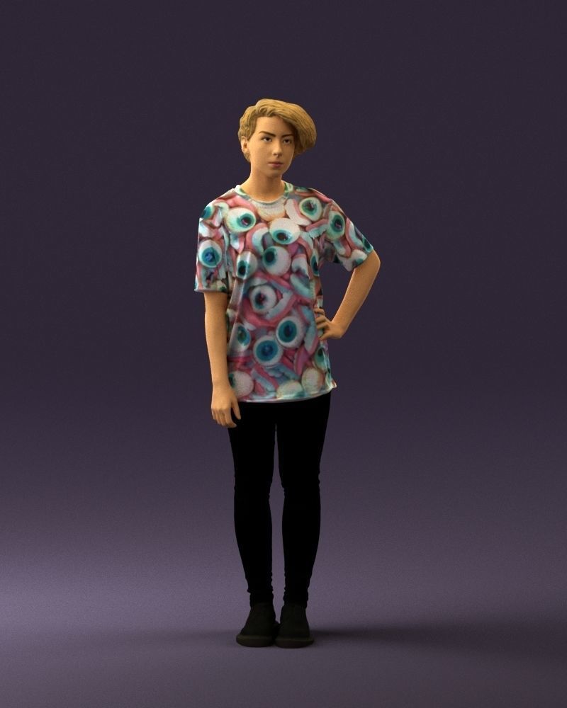 Woman in shirt with eyes 0713 3D Print Ready 3D print model_3