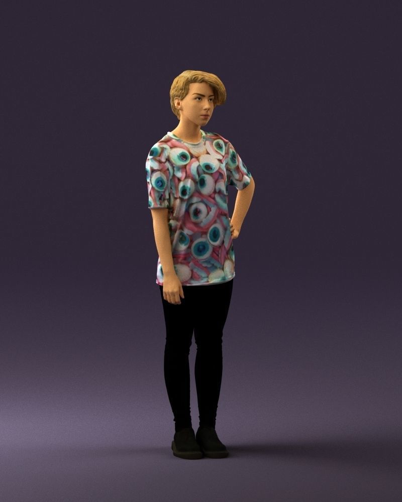 Woman in shirt with eyes 0713 3D Print Ready 3D print model_5