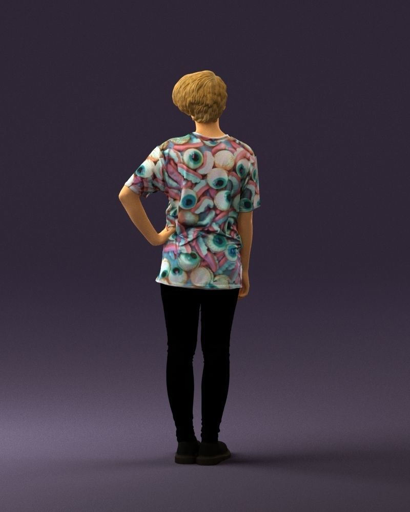 Woman in shirt with eyes 0713 3D Print Ready 3D print model_13