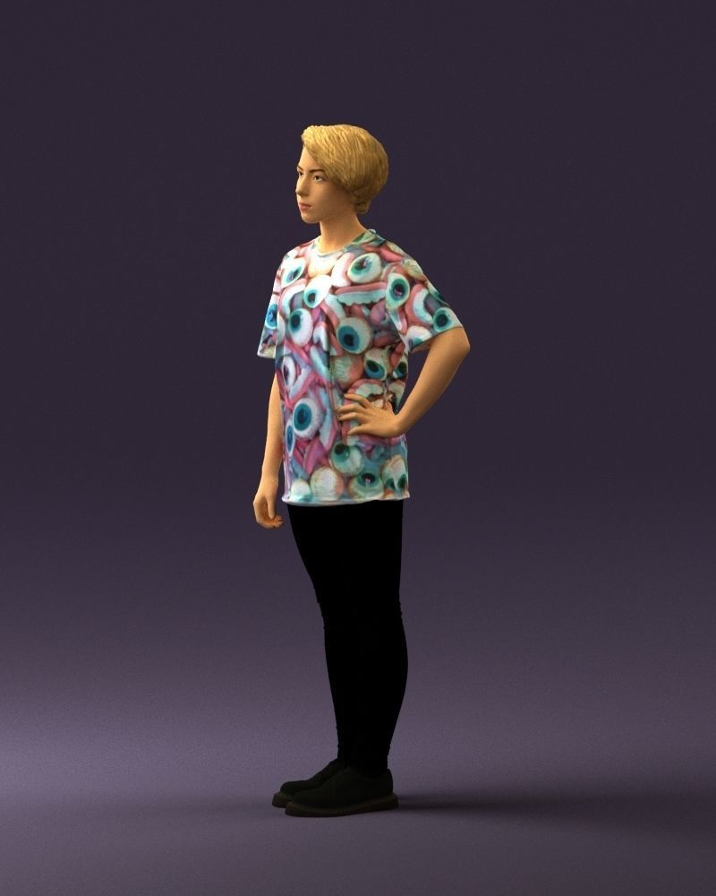 Woman in shirt with eyes 0713 3D Print Ready 3D print model_19