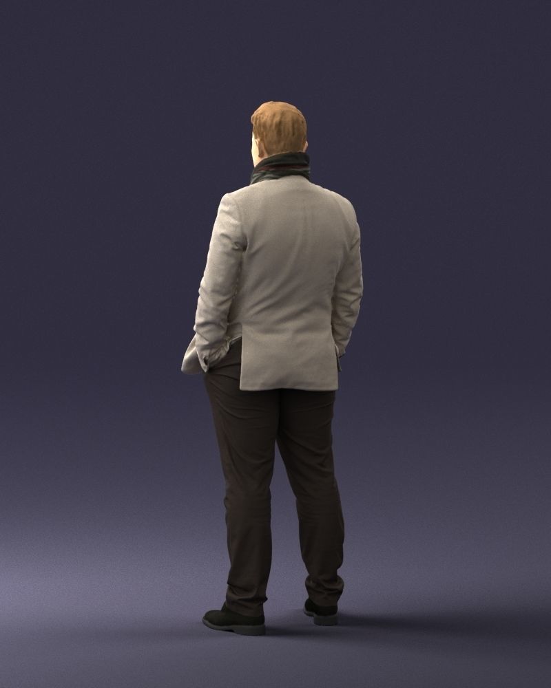 Young man scarf with jacket 0714 3D Print Ready 3D print model_11