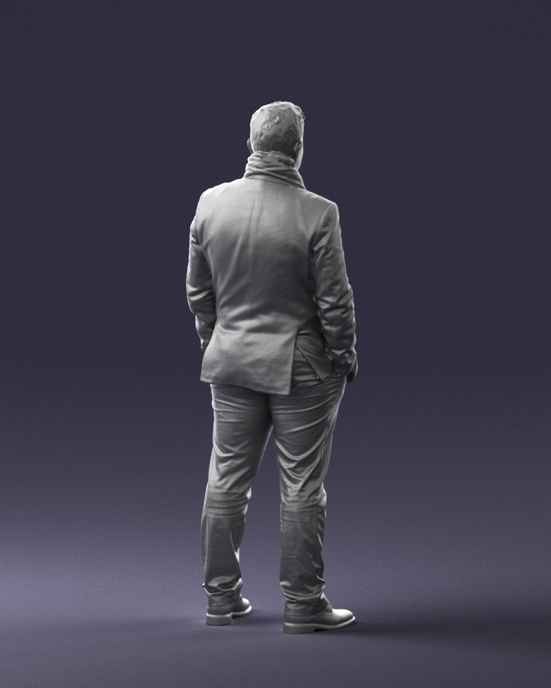 Young man scarf with jacket 0714 3D Print Ready 3D print model_14