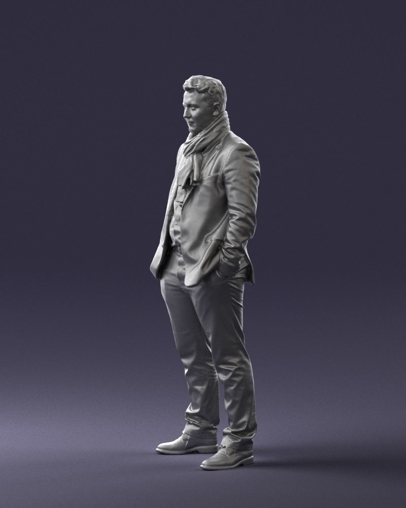 Young man scarf with jacket 0714 3D Print Ready 3D print model_4