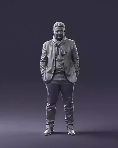 Young man scarf with jacket 0714 3D Print Ready