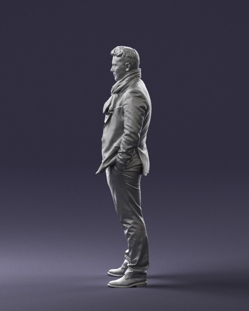 Young man scarf with jacket 0714 3D Print Ready 3D print model_6