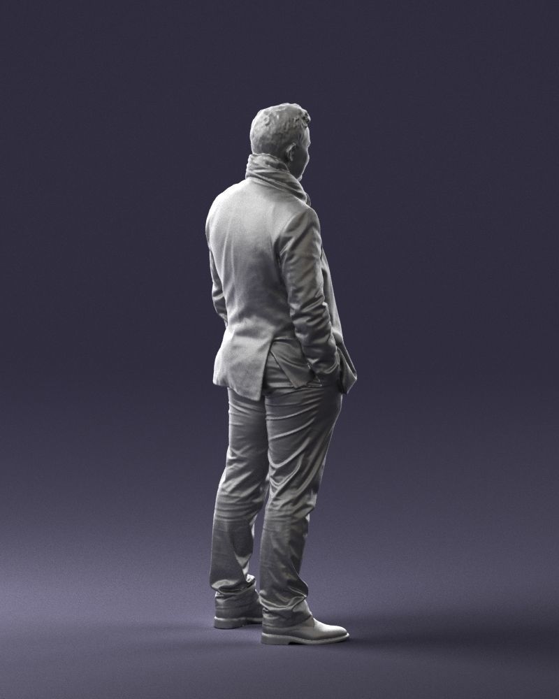 Young man scarf with jacket 0714 3D Print Ready 3D print model_16