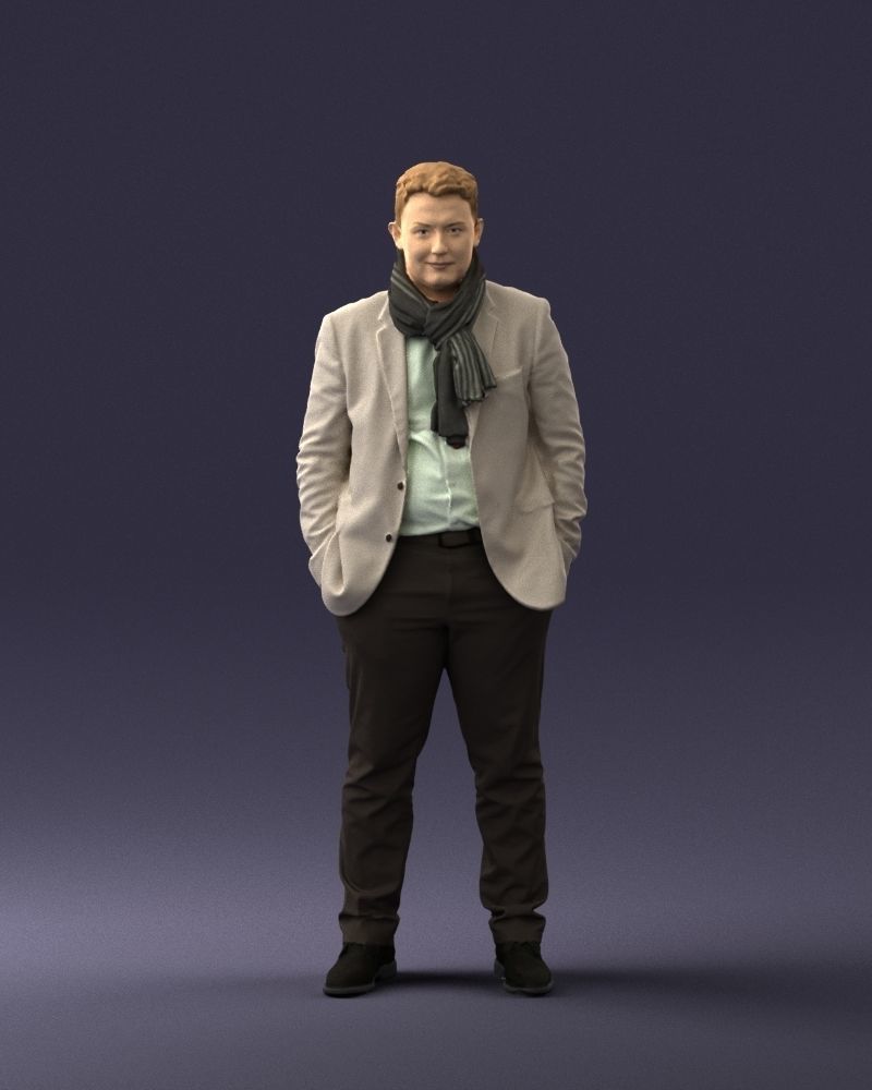 Young man scarf with jacket 0714 3D Print Ready 3D print model_25