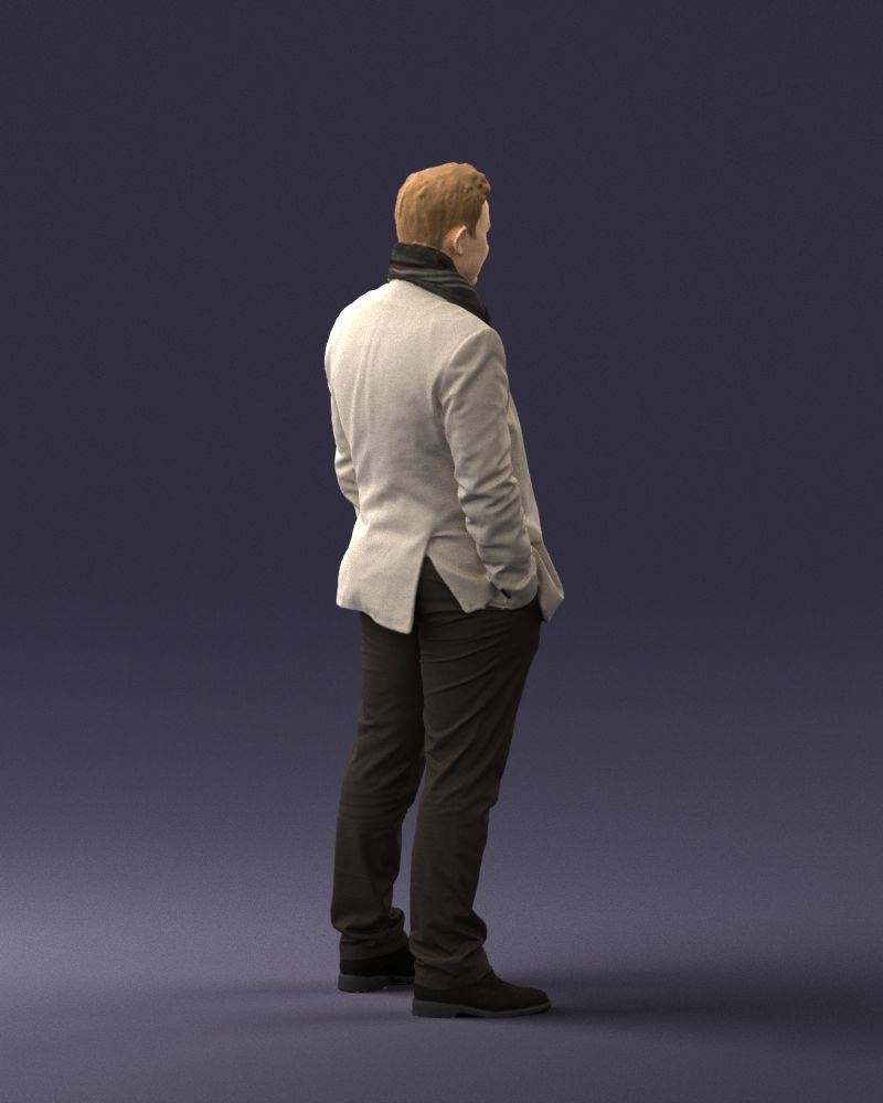 Young man scarf with jacket 0714 3D Print Ready 3D print model_17