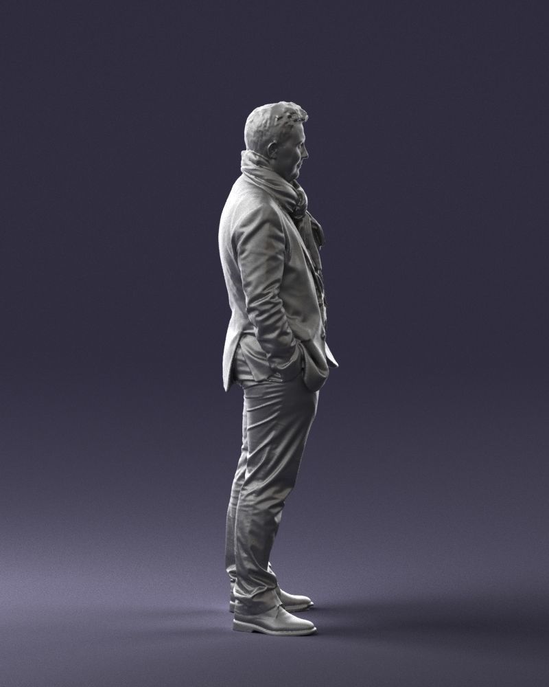 Young man scarf with jacket 0714 3D Print Ready 3D print model_18