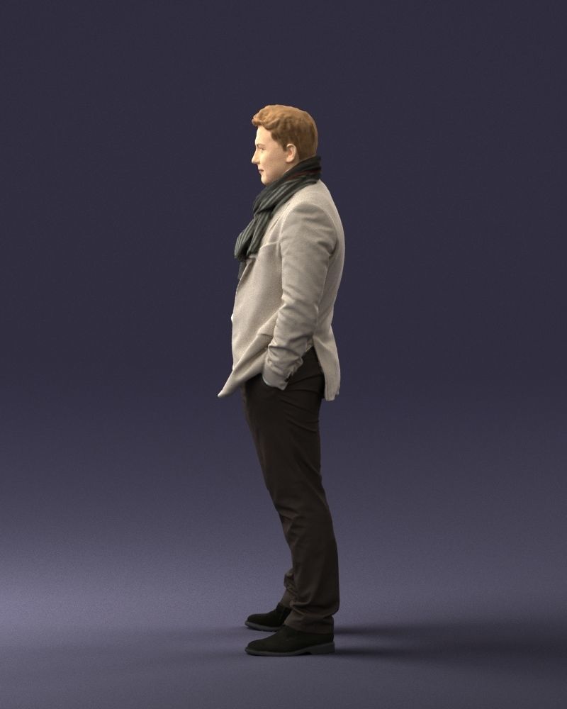 Young man scarf with jacket 0714 3D Print Ready 3D print model_7