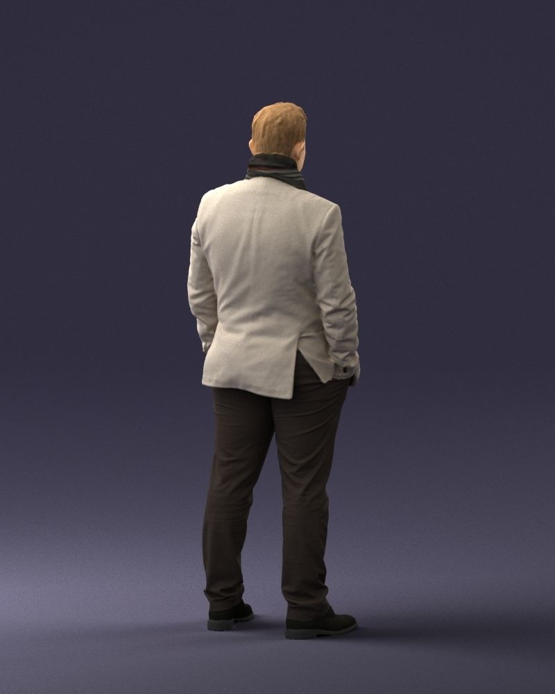 Young man scarf with jacket 0714 3D Print Ready 3D print model_15