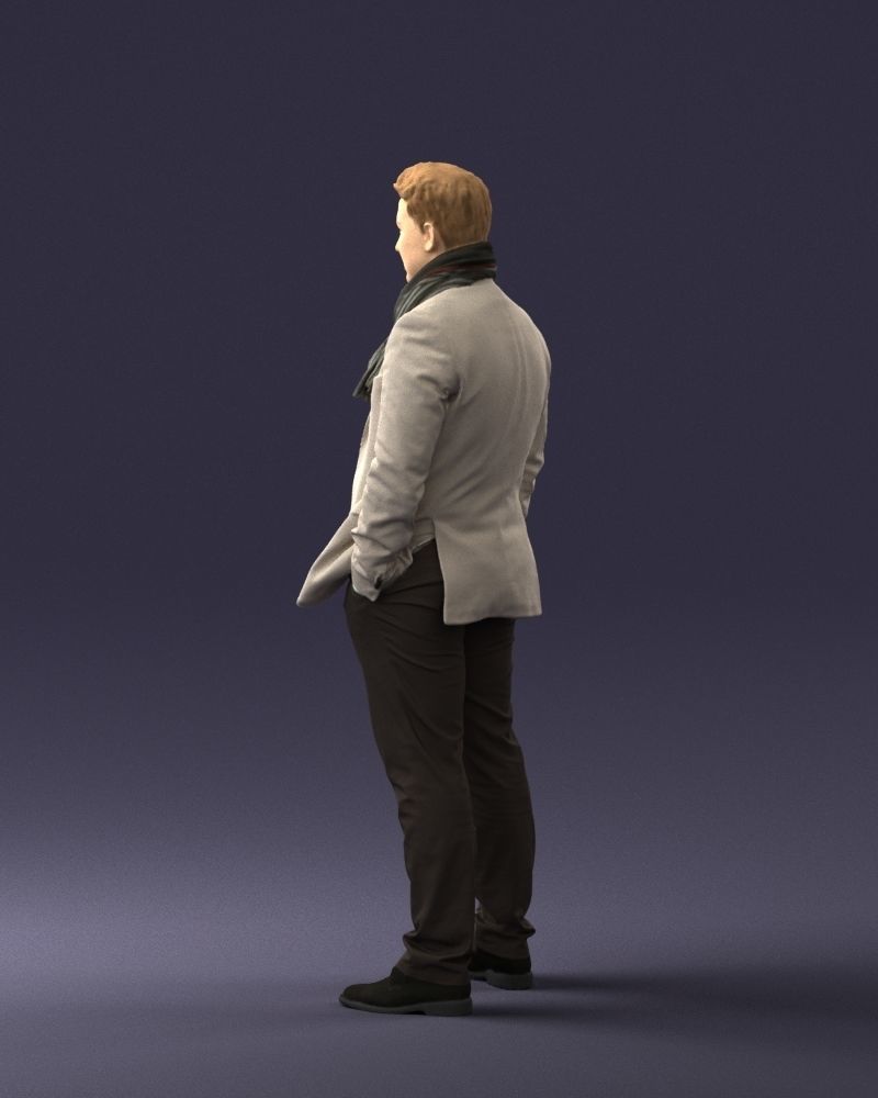 Young man scarf with jacket 0714 3D Print Ready 3D print model_9