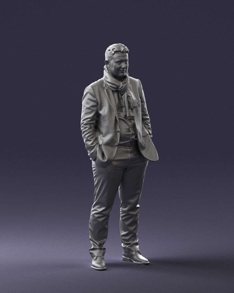 Young man scarf with jacket 0714 3D Print Ready 3D print model_22