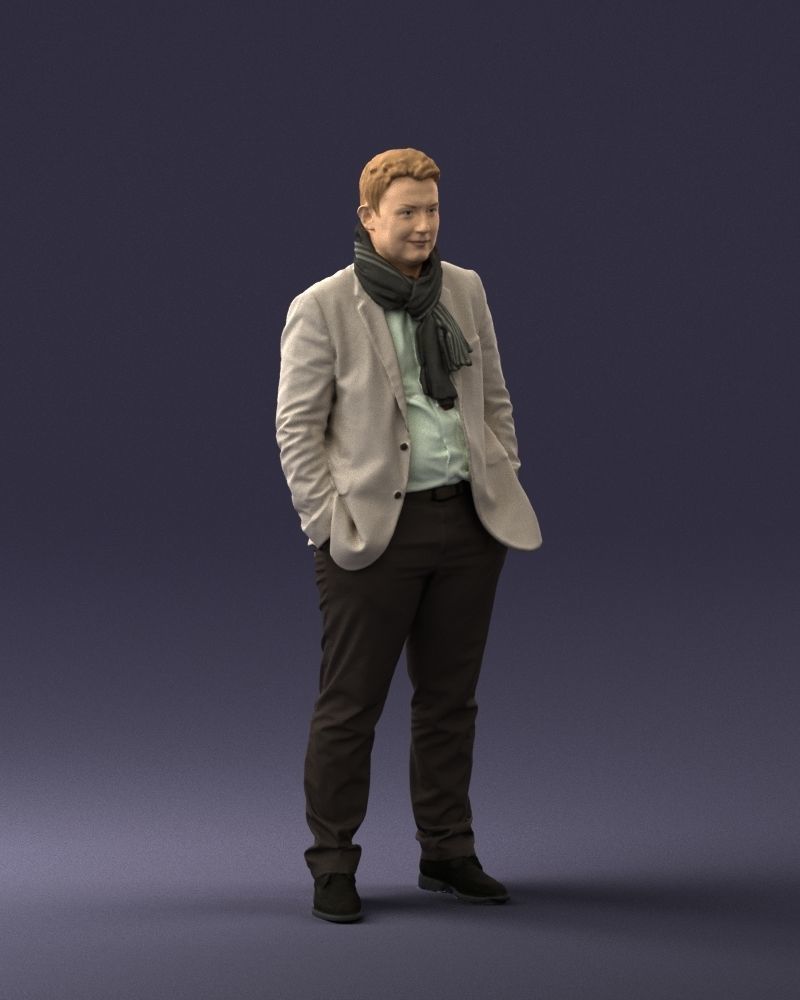 Young man scarf with jacket 0714 3D Print Ready 3D print model_23