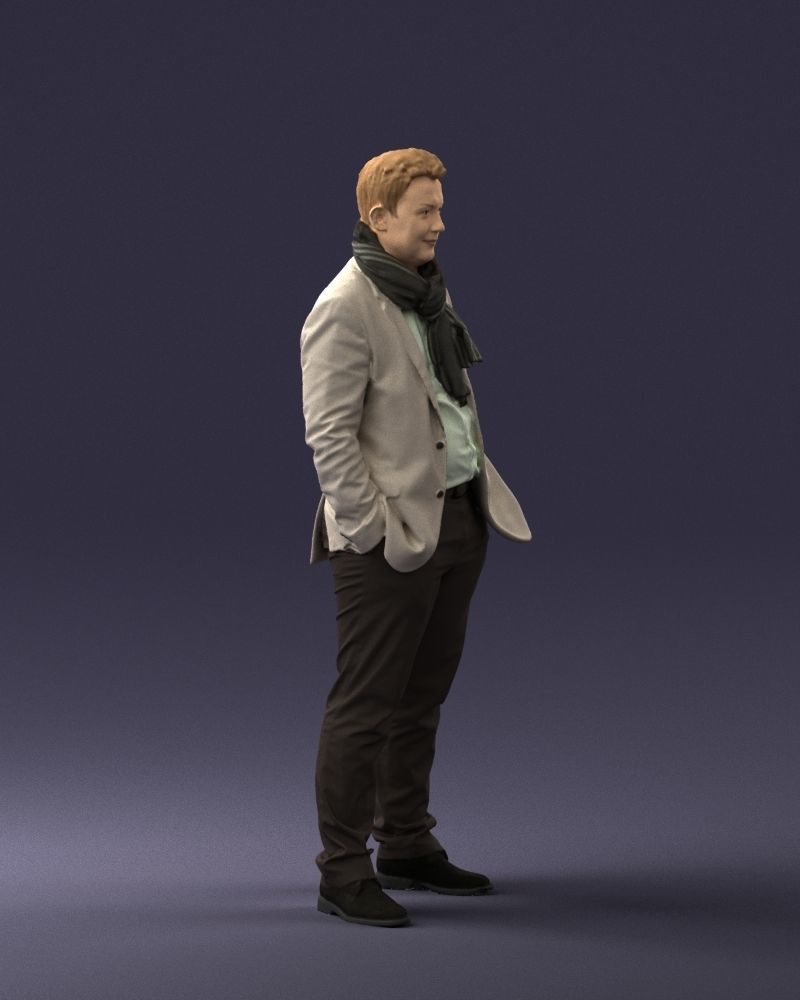 Young man scarf with jacket 0714 3D Print Ready 3D print model_21