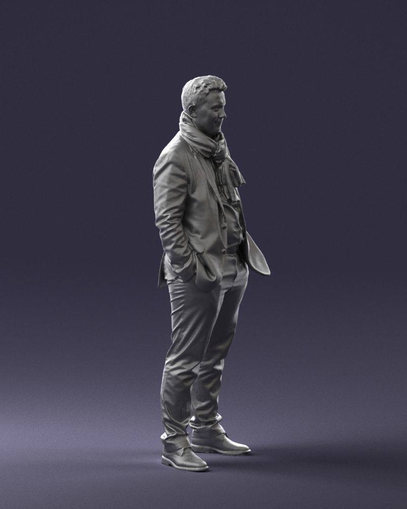 Young man scarf with jacket 0714 3D Print Ready 3D print model_20