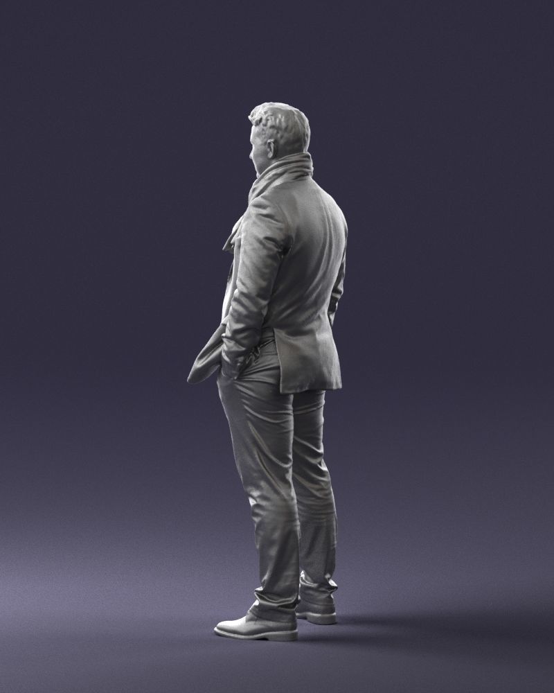 Young man scarf with jacket 0714 3D Print Ready 3D print model_8