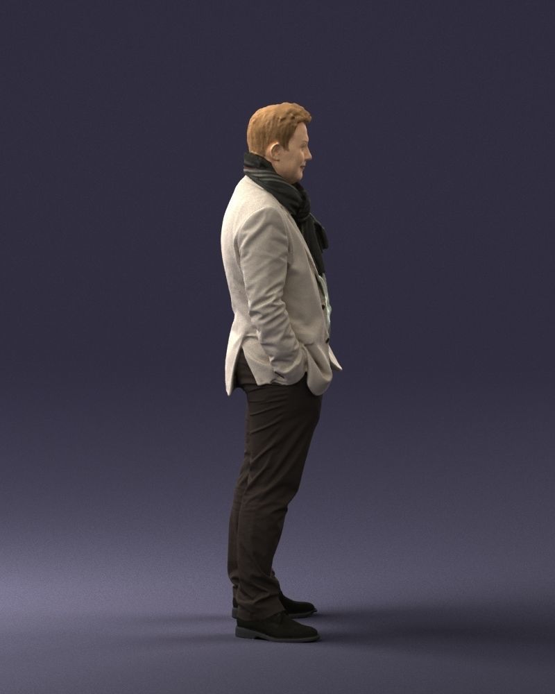 Young man scarf with jacket 0714 3D Print Ready 3D print model_19