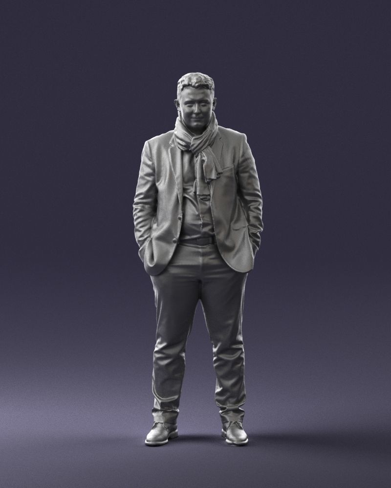 Young man scarf with jacket 0714 3D Print Ready 3D print model_24
