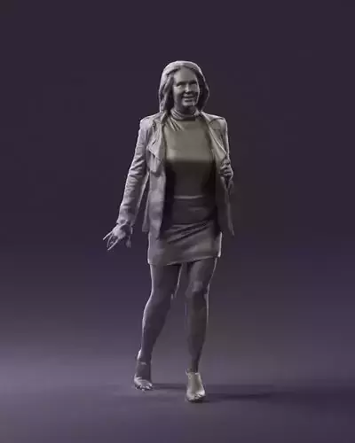 Woman in leather jacket 0730 3D Print Ready