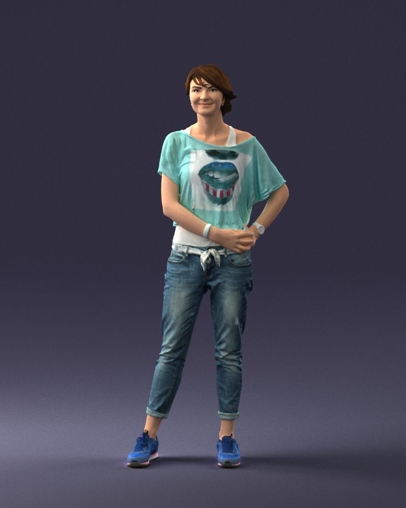 Happy hipster woman 0260 3D Print Ready 3D print model_33