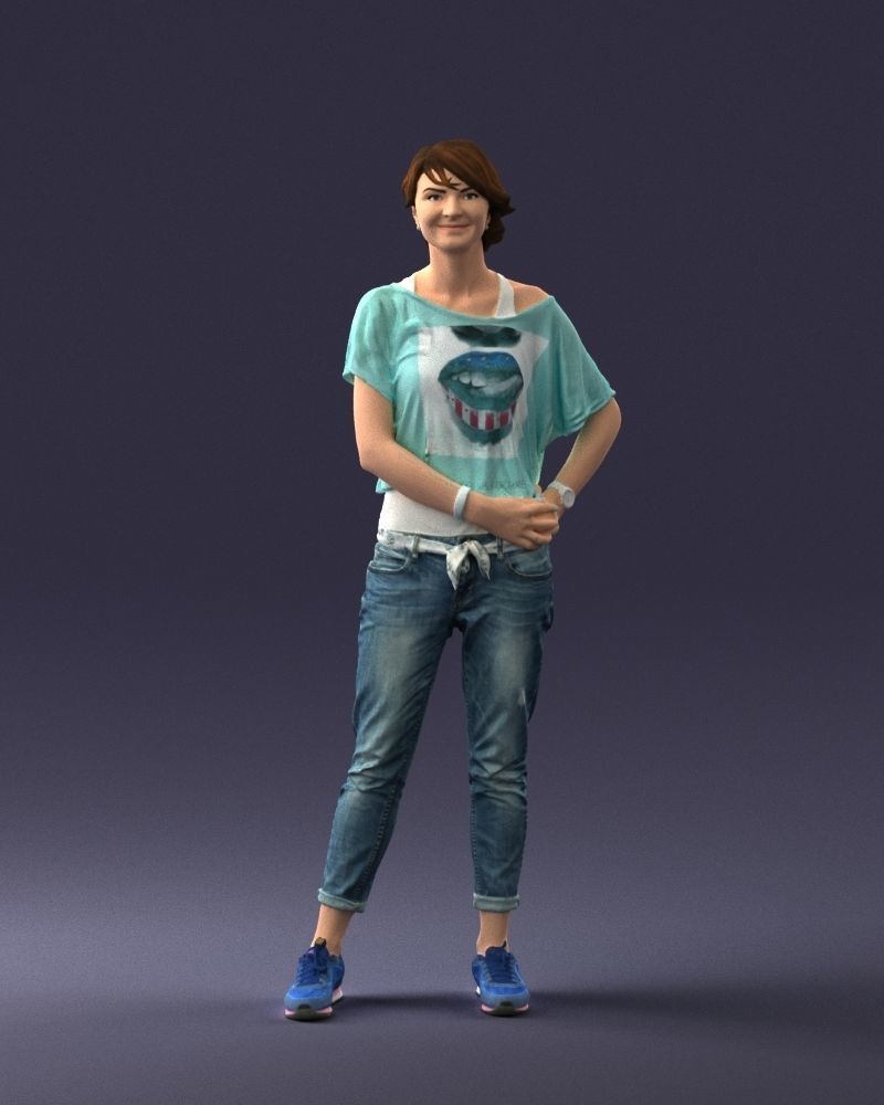 Happy hipster woman 0260 3D Print Ready 3D print model_36