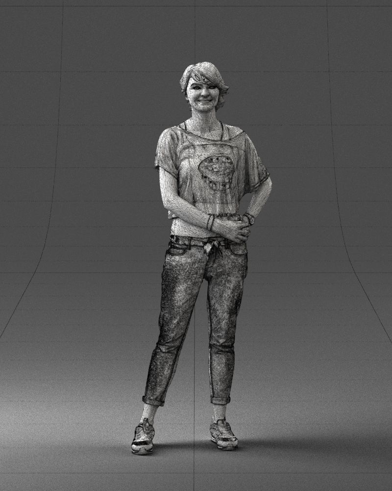 Happy hipster woman 0260 3D Print Ready 3D print model_5