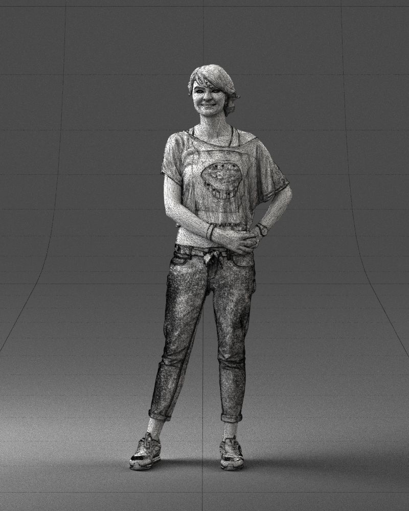 Happy hipster woman 0260 3D Print Ready 3D print model_35