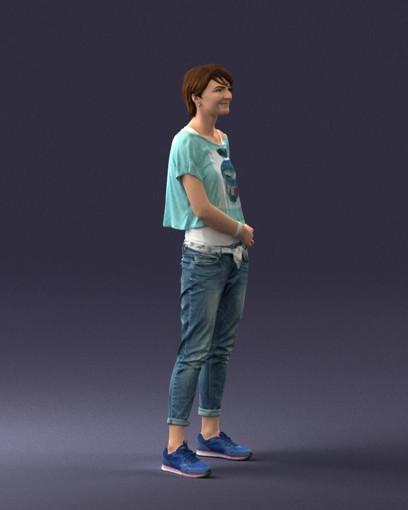 Happy hipster woman 0260 3D Print Ready 3D print model_9